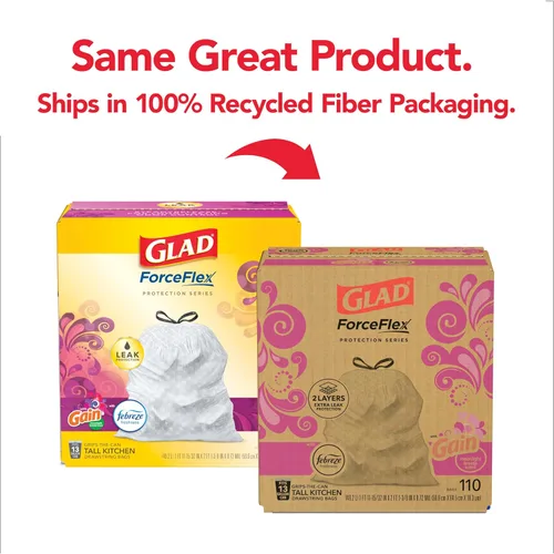 Vista 2 de Glad ForceFlex - Bolsas de basura altas para cocina, 13 galones, Gain Moonlight Breeze, 110 unidades, el paquete puede variar