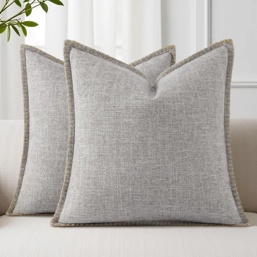 Vista 18 de decorUhome Juego de 2 fundas cuadradas de almohada decorativas de verano de 16 x 16 pulgadas, fundas cuadradas de lino sintético neutro