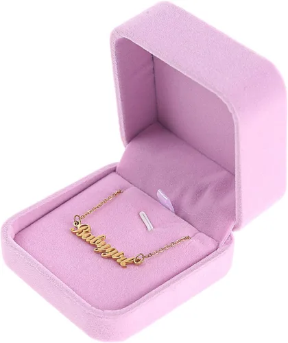 RJ Displays - 1 caja de regalo de joyería con colgante de terciopelo rosa de alta calidad para aniversario, boda, compromiso, propuesta, Navidad,
