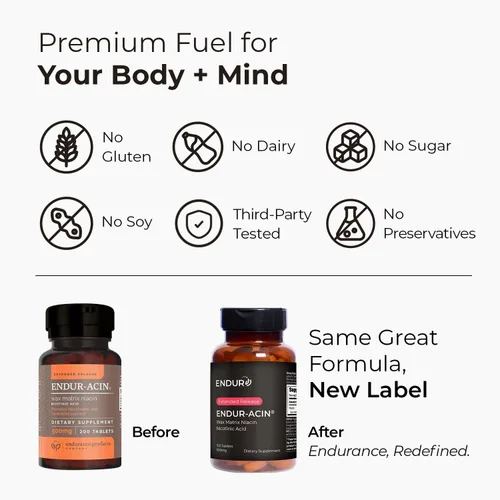 Vista 3 de ENDUR-ACIN - Niacina B3 - ER (liberación prolongada) 750 mg - Ácido nicotínico - Suplemento saludable para el equilibrio del corazón y el colesterol