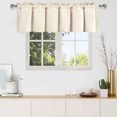 Vista 45 de DWCN Cortinas de Cenefa para Sala de Estar, Cocina, Baño/Sótano - Aqua Sólido, 1 Panel, 42 x 12 Pulgadas, Oscurecimiento de Habitación