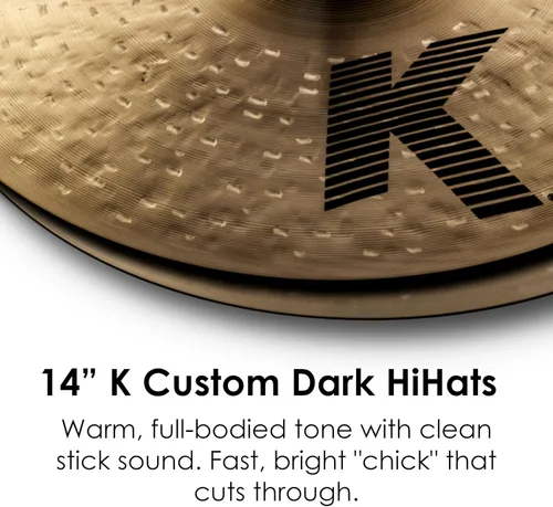 Vista 3 de Zildjian K Custom Dark Hi-Hat Platillos - 14 pulgadas