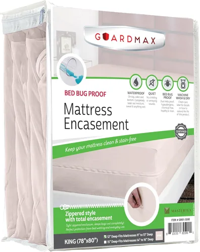 Vista 34 de Guardmax Funda de colchón de punto con cremallera, tamaño Queen, impermeable y a prueba de chinches, ropa de cama cómoda, suave y silenciosa