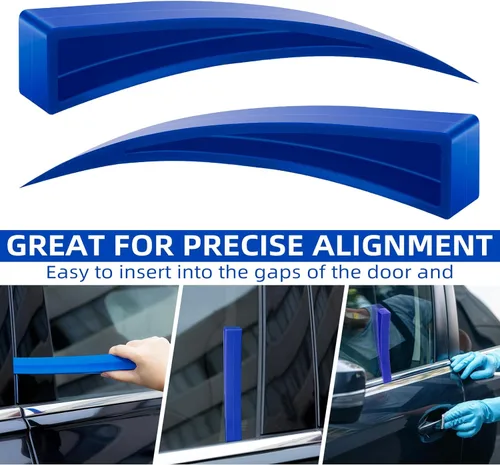 Vista 4 de AUTODECO Kit de reparación de abolladuras curvas de ventana de coche de 4 piezas con protector de ventana y cuña (Azul)