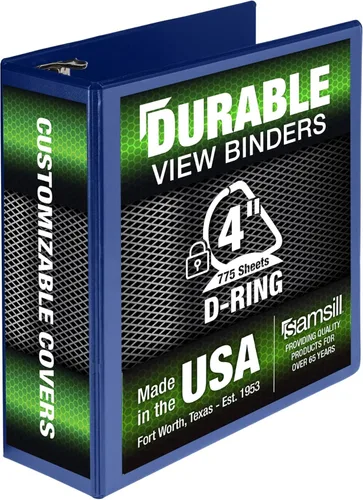 Vista 42 de Samsill - Carpeta duradera de 5 pulgadas, fabricada en los Estados Unidos, con anillos en D, transparente y personalizable, color blanco