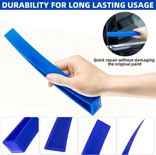 Vista 3 de AUTODECO Kit de reparación de abolladuras curvas de ventana de coche de 4 piezas con protector de ventana y cuña (Azul)