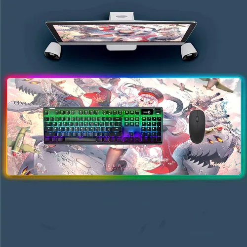 Mouse Pads Sexy Anime Girl RGB Mouse Pad PC Gaming Large Mousepad XXL Mause Pad Rubber LED Backlit Mausepad Led Desk Mat 24 inch x12 inch