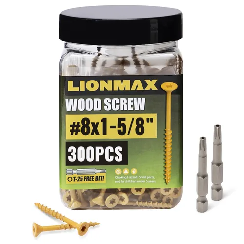 Vista 36 de LIONMAX Tornillos de cubierta de 3/4 pulgadas, tornillos para madera #8 x 3/4 pulgadas, 100 unidades, resistentes a la corrosión, revestimiento