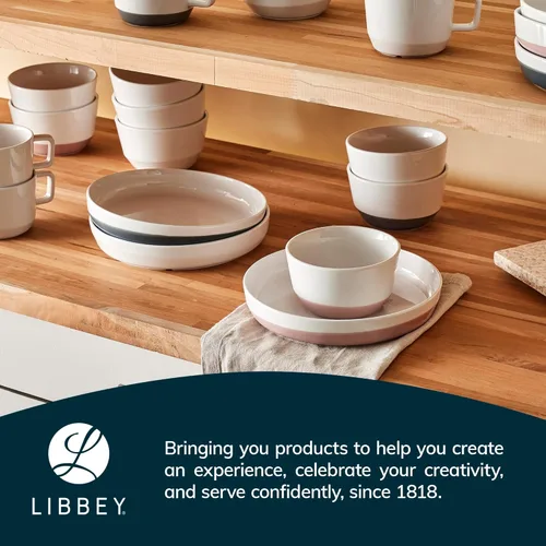 Vista 6 de Libbey Austin - Juego de 4 cuencos de ensalada de porcelana de 28 onzas, color azul basalto