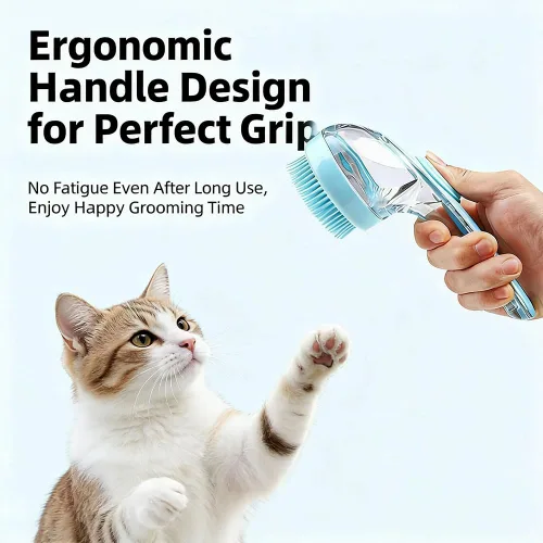 Vista 7 de This 6-in-1 pet grooming kit is designed specifically for Cornish Rex cats and includes a brush, pin brush, shampoo dispenser, grooming gloves, nail