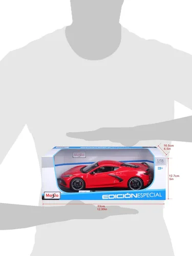 Vista 7 de 2020 Chevrolet Corvette Stingray C8 Dark Gray Metallic with Racing Stripes 1/18 Diecast Model Car by Maisto
