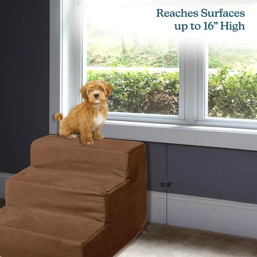 Vista 5 de Petmaker - Escaleras de espuma de alta densidad para mascotas, funda extraíble de microfibras y parte inferior antideslizante con zíper, lavable a
