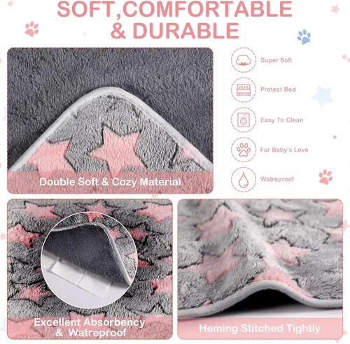 Vista 3 de Reginary 4 mantas impermeables de conejillo de indias lavables de forro polar para animales pequeños, almohadillas de entrenamiento reutilizables
