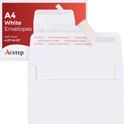 Vista 10 de ACSTEP Paquete de 100 sobres A2 blancos de 4.375 x 5.75 pulgadas con autosellado para tarjetas de felicitación, bodas, invitaciones, tarjetas RSVP