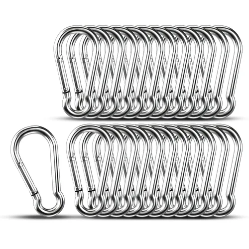 Vista 13 de Ganchos Mosquetón Pequeños, 10 piezas de 1.57 pulgadas Mosquetones Resistentes, Gancho de Resorte de Acero Inoxidable 304 Apto para Camping