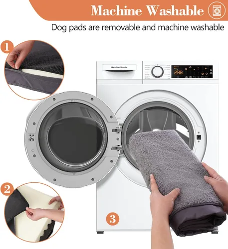 Vista 6 de Camas impermeables para perros grandes y extragrandes, almohadilla ortopédica lavable de 44 pulgadas, alfombrilla de espuma XL para jaula de huevos