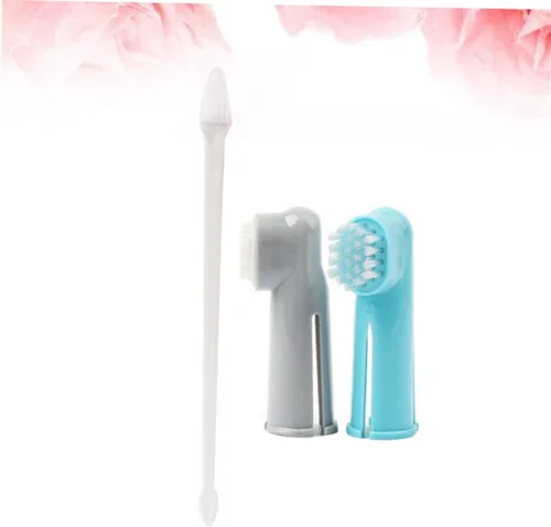 Vista 5 de YARNOW Safe Materials Pet Cepillo de dientes Set Doble Cabeza Cepillo Pluma para Perros y Gatos