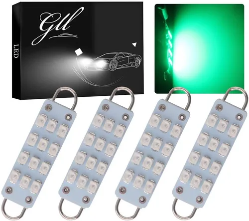 Vista 8 de Grandview 4 bombillas LED de 1.73 pulgadas 12-SMD 1210 3528 con chip rígido para interior de automóvil, cúpula de mapa, luces de cortesía para Azul