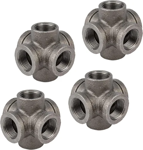 Vista 17 de PIPE DECOR Codo de 90 grados, 3/4 pulgadas, hierro maleable negro, juego de 6 – para fontanería, muebles de bricolaje y tubería estándar de 3/4