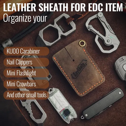 Vista 4 de KeyUnity Funda de cuero EDC organizador de bolsillo cosido a mano bolsa deslizante