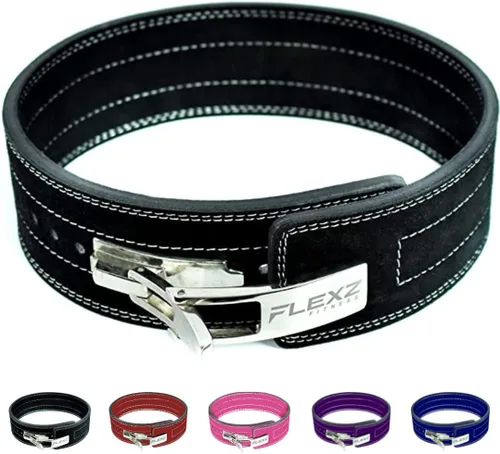 Vista 9 de Flexz Fitness Lever Weight Lifting Belt Leather - 10MM 13MM Powerlifting Gym Belts for Men & Women - Lower Back Support for Weightlifting Deadlifts