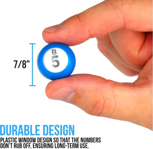 Vista 8 de Regal Bingo - Juego de Bingo Profesional con Jaula de Rueda de 11 Pulgadas, 75 Bolas de Bingo, Tablero Maestro, 18 Tarjetas de Bingo y 25 Tarjetas