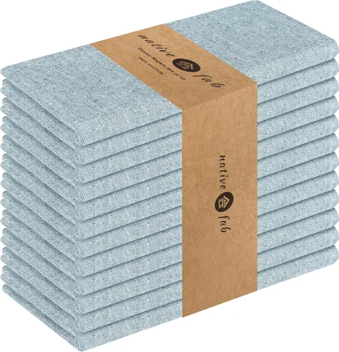 Vista 27 de Native Fab Blue Cloth Napkins, 4 Pack, 100% Cotton, 17x17 Inches, Heavy Duty, Soft Texture, Quick Drying, Great for Spring Holidays, Family