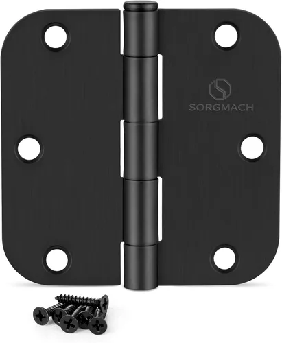 Vista 13 de Bisagra de puerta de 3 1/2 pulgadas, bisagras interiores para puerta, color negro mate, bisagras interiores de 3.5 pulgadas, bisagra de hierro plano