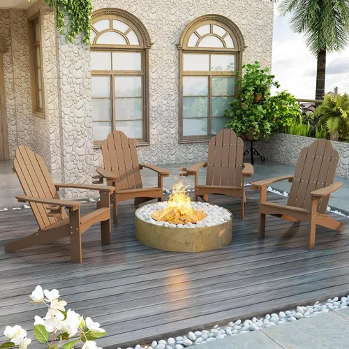 Vista 23 de LUE BONA HDPS Sillas Adirondack de 2, Silla para Hoguera al Aire Libre, Resistente a la Intemperie con Portavasos, Silla Moderna de Plástico