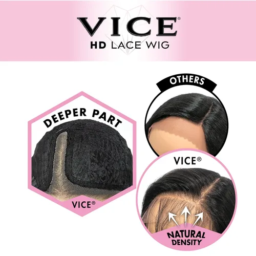 Vista 5 de Sensationnel Vice - Peluca de encaje frontal transparente HD con línea capilar predepilada con pelo de bebé de 5 pulgadas de profundidad, unidad