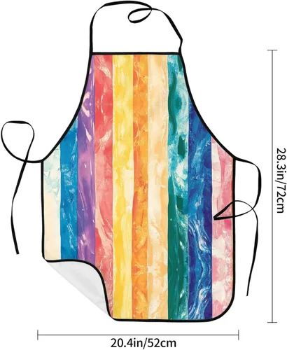 Vista 6 de Colorful lines Chef Apron for Men and Women - Waterproof Kitchen Chef Apron with Pockets, Perfect for Cooking, Salon & More