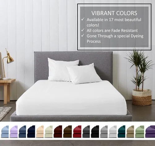 Vista 7 de Queen Percale Sheets Set – 100% Egyptian Long Staple Percal Cotton, 300 Thread Count, Oversized [60” x 80”] with 10” Deep Pockets, Soft, Crisp &
