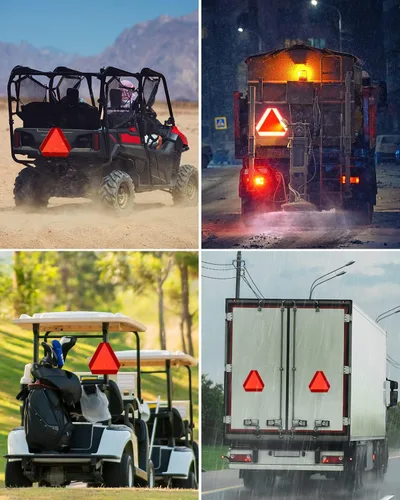 Vista 6 de Sweetapril Cartel de Vehículo de Movimiento Lento, Triángulo de Vehículo de Movimiento Lento de Aluminio Libre de Óxido, 14"X16", 40-Mil de Grosor