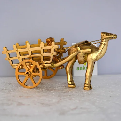 Vista 6 de Aakrati Pieza de exhibición de carrito de camello de latón para sala de estar Decoración del hogar/accesorios decorativos para sala de estar