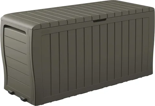 Vista 13 de Keter Marvel Plus - Caja de almacenamiento de resina para exteriores de 71 galones para cojines de muebles de patio, almohadas, herramientas de Beige