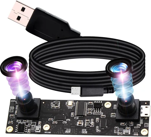 Vista 8 de Webcamera_USB 1080P Dual Lens Módulo de cámara USB para computadora Gran angular Dual Vision Lightburn Cámara Mini UVC USB2.0 Cámara web 3D Estéreo