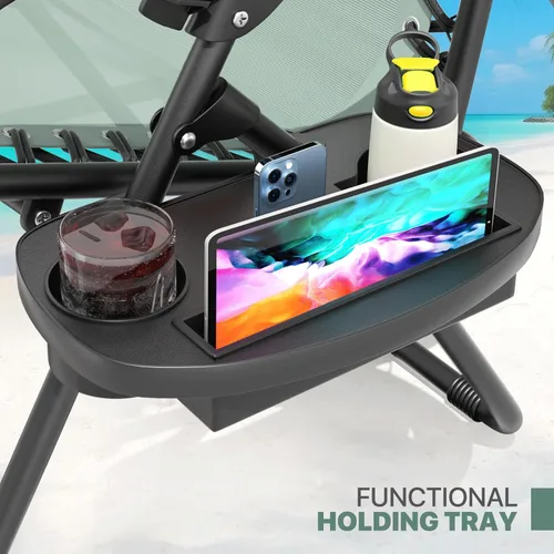 Vista 69 de Magshion Zero Gravity - Juego de 2 sillas reclinables para patio al aire libre con bandeja lateral, reclinables ajustables antigravedad