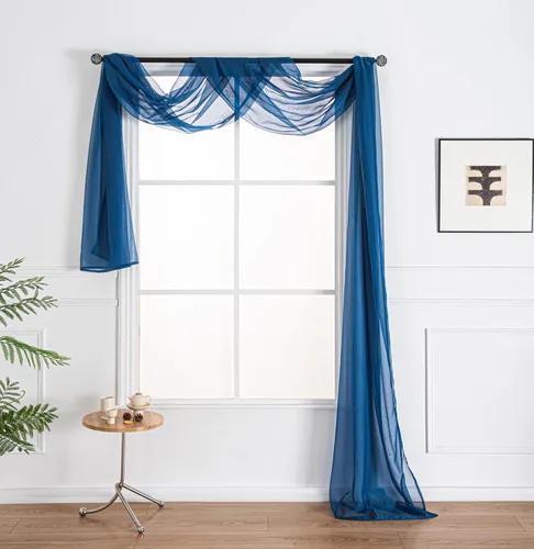 Vista 8 de WPM - Bufanda negra para ventana, cenefa extra larga y transparente para ventana, 38 pulgadas de ancho x 216 pulgadas de largo, cenefas de gasa