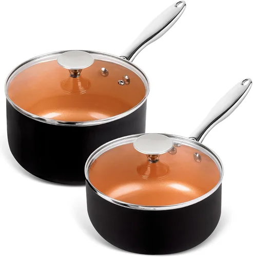 Vista 12 de MICHELANGELO Cacerola de 1 cuarto de galón con tapa, sartén antiadherente de cerámica con tapa, olla pequeña con tapa, cacerola de 1 cuarto de galón
