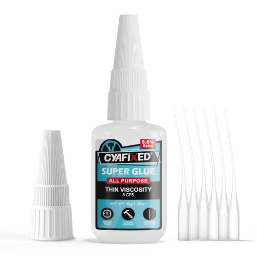 Vista 20 de Kit de Superpegamento, Pegamento CA de 6 oz (Grueso, Medio-Grueso, Medio, Delgado) con Tapas Anti-Obstrucción y Micropuntas, Adhesivo