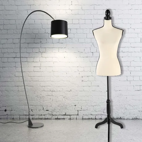 Vista 3 de Maniquí femenino con forma de torso y con trípode ajustable, color negro, para mostrar ropa o joyería