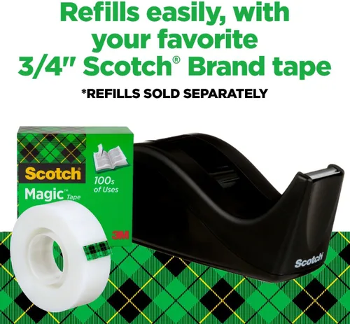 Vista 7 de Scotch Dispensador de cinta de escritorio, negro, 2.7 in. x 2.7 in. x 6.4 in., 3 dispensadores de cinta