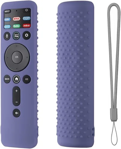 Vista 8 de Funda de silicona para VIZIO XRT260 Smart TV Remote VIZIO XRT260, funda de silicona a prueba de golpes antideslizante con cordón (gris oscuro)