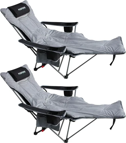 Vista 15 de Reclining Camping Chair with Removable Footrest Lounge Chair with Headrest, Cotton Cushion, Portable Adjustable Folding Chairs