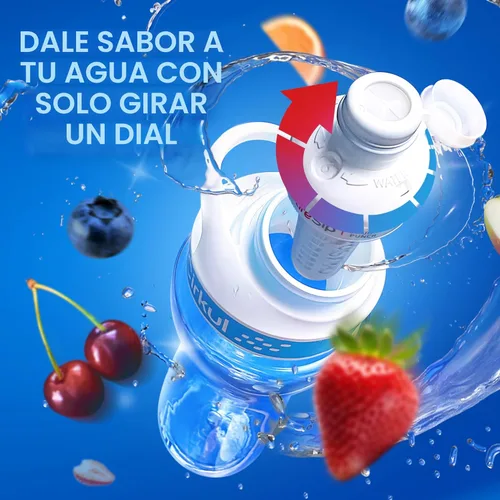 Vista 6 de Cirkul Kit de inicio de botella de agua de plástico sin BPA de 22 onzas con tapa azul, 2 cartuchos de sabor