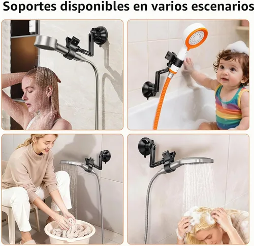 Vista 8 de Soporte de cabezal de ducha de succión ajustable, tamaño grande