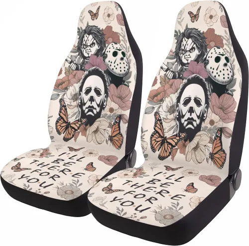 Vista 79 de GENANY Horror Nightmare Skellington - 2 fundas de asiento delantero para automóvil, camión, SUV, regalos de Navidad, funda de asiento de cubo