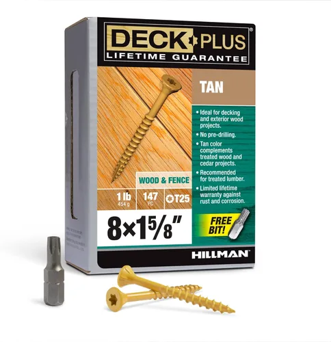 Vista 78 de Deck Plus Tornillos para valla y madera exterior con revestimiento epoxi de 2 pulgadas #8 x 2 Torx/Star Drive incluido, rosca gruesa, tornillo