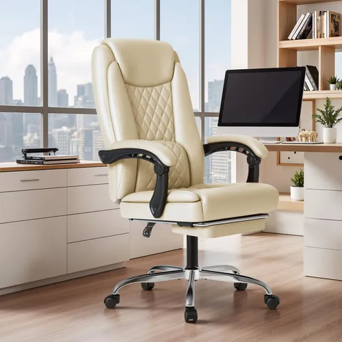 Vista 2 de Furmax Silla de oficina con reposapiés, diseño ergonómico de respaldo alto, silla ejecutiva de escritorio para computadora, 400 libras, sillas
