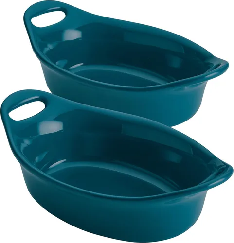 Vista 9 de Rachael Ray Ceramics - Juego de gratin ovalado, dos piezas de 355 ml, color azul agave